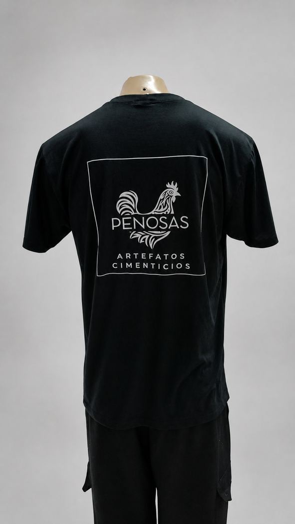 Camiseta PV preta com estampa branca nas costas