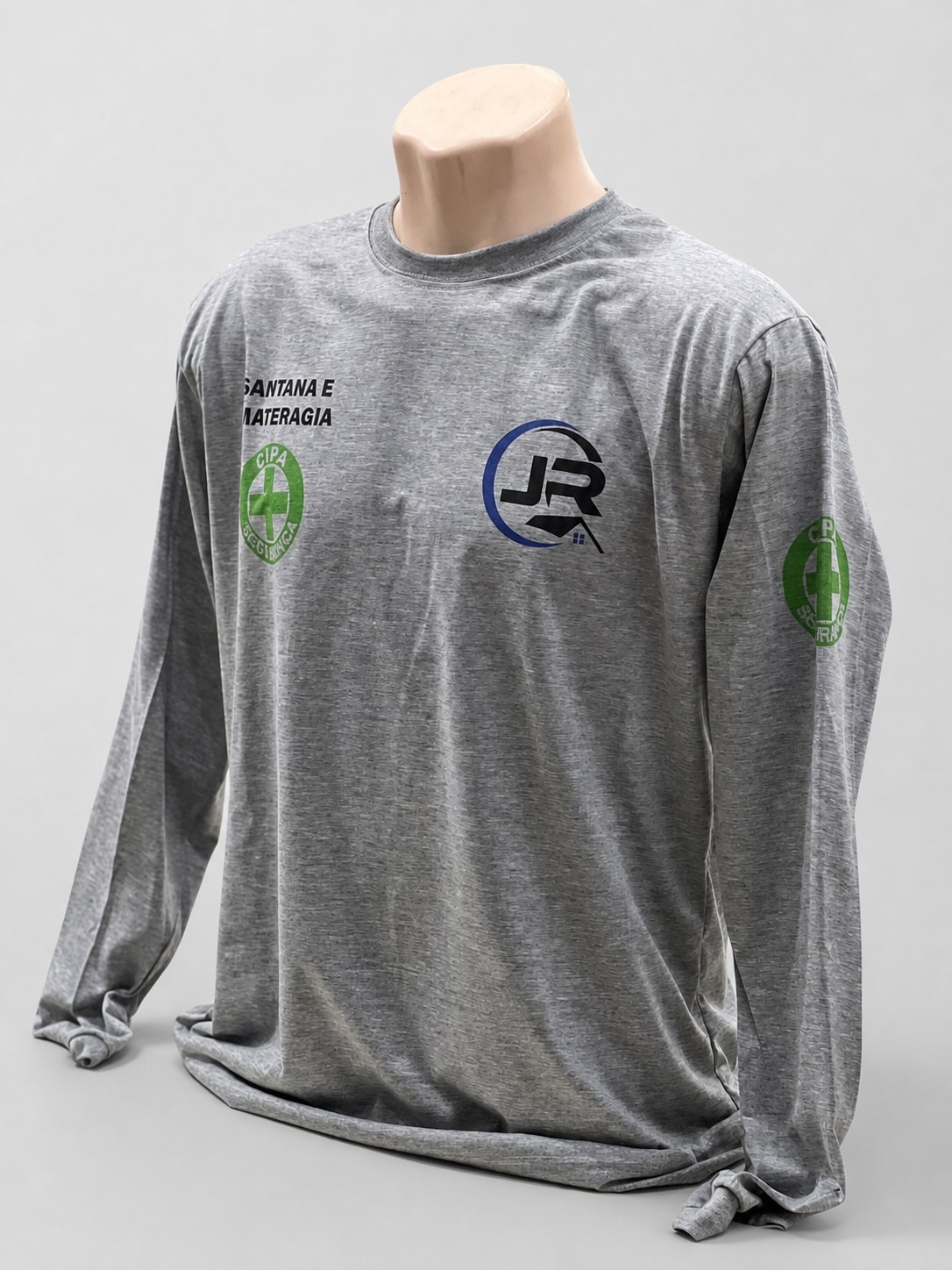 Camiseta de poliéster de manga longa com estampas nas mangas